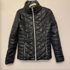 Women's alternative down puffer quilted black reversible Jacket S/M